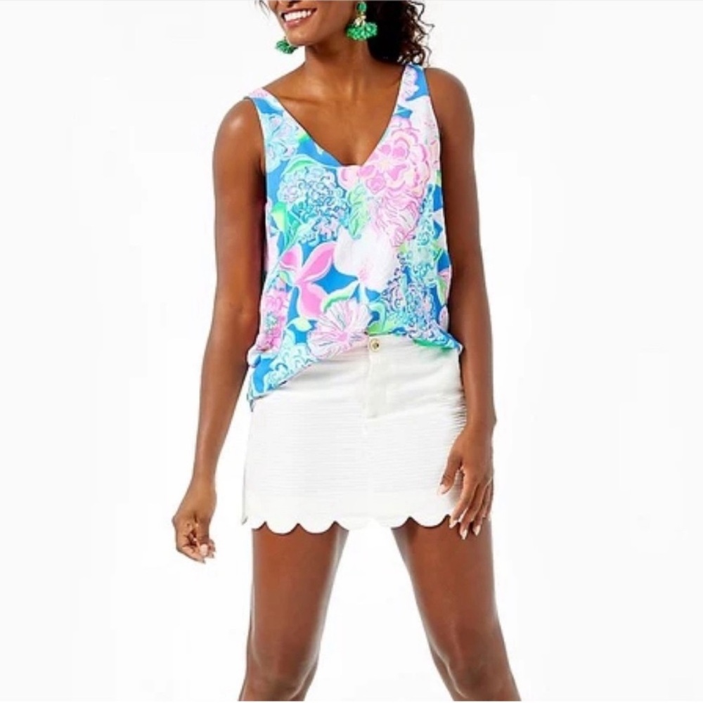 Lilly Pulitzer Florin Reversible Tank Top Blouse Size XS Peony For Your Thought